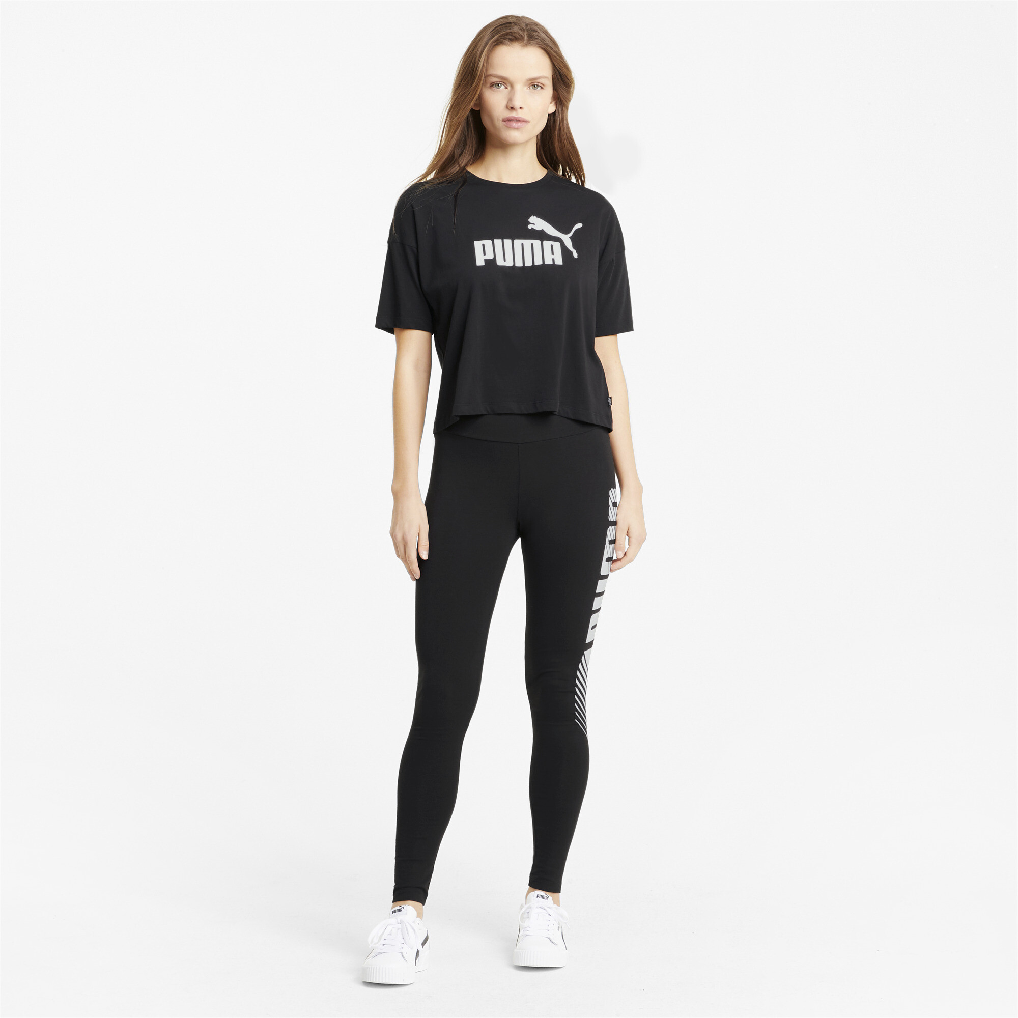 Women's Puma Essentials Graphic's Leggings, Black, Size XXS, Clothing