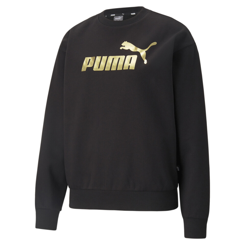 Essentials+ Metallic Logo Crew Neck Women's Sweatshirt | Black - PUMA