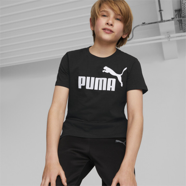 Puma Essentials Logo T-shirt Big Kids In Black