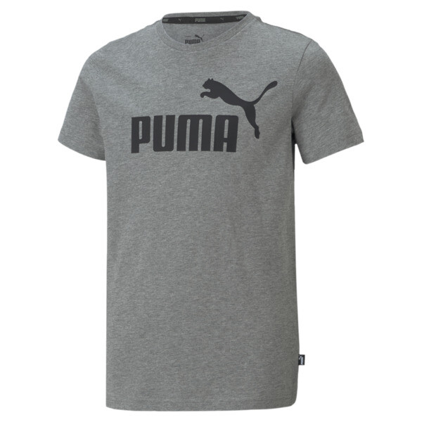 Puma Essentials Logo T-shirt Big Kids In Medium Gray Heather
