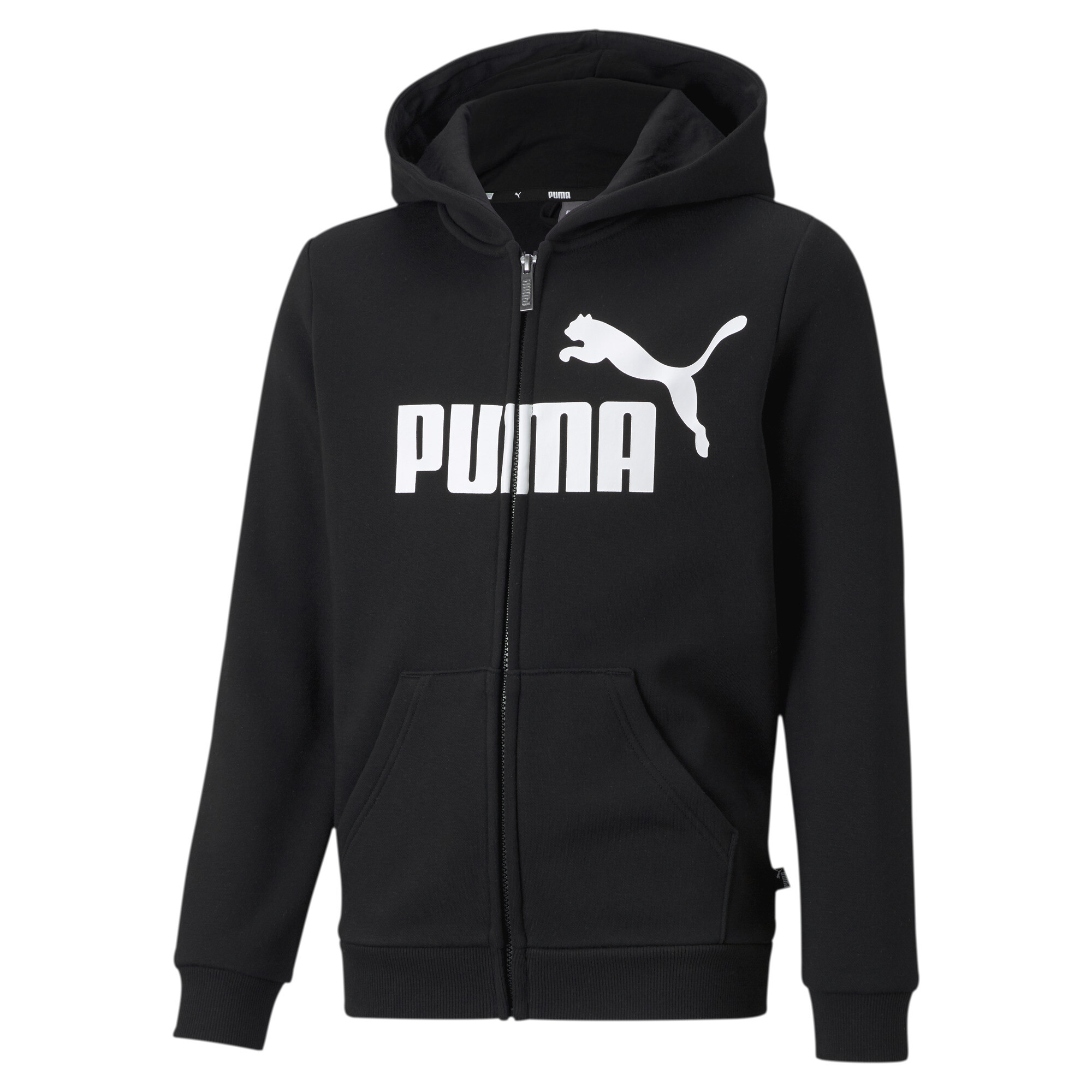 Puma Essentials Big Logo Full-Zip Youth Hoodie, Black, Size 5-6Y, Clothing
