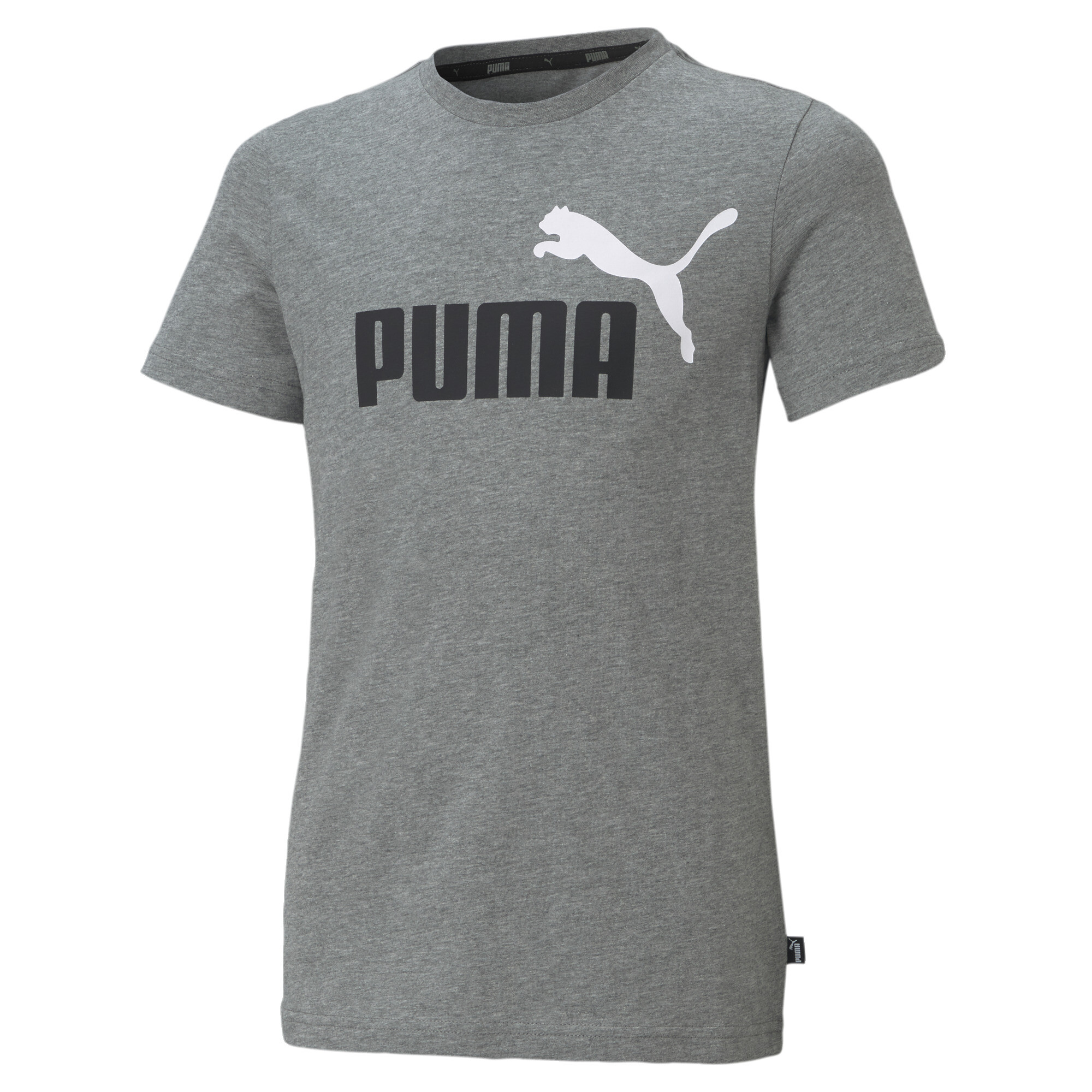 Men's Puma Essentials+ Two-Tone Logo Youth T-Shirt, Gray, Size 13-14Y, Clothing