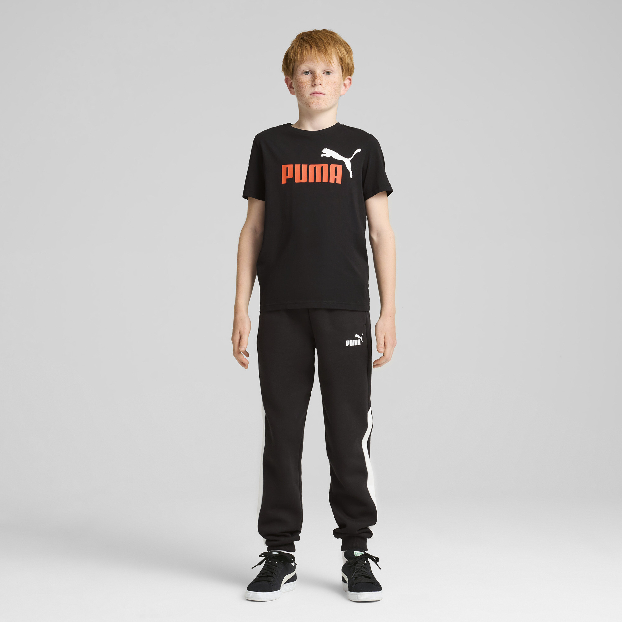 Essentials+ T-shirt met tweekleurig logo voor Heren, Rood/Wit, Maat 15-16Y | PUMA