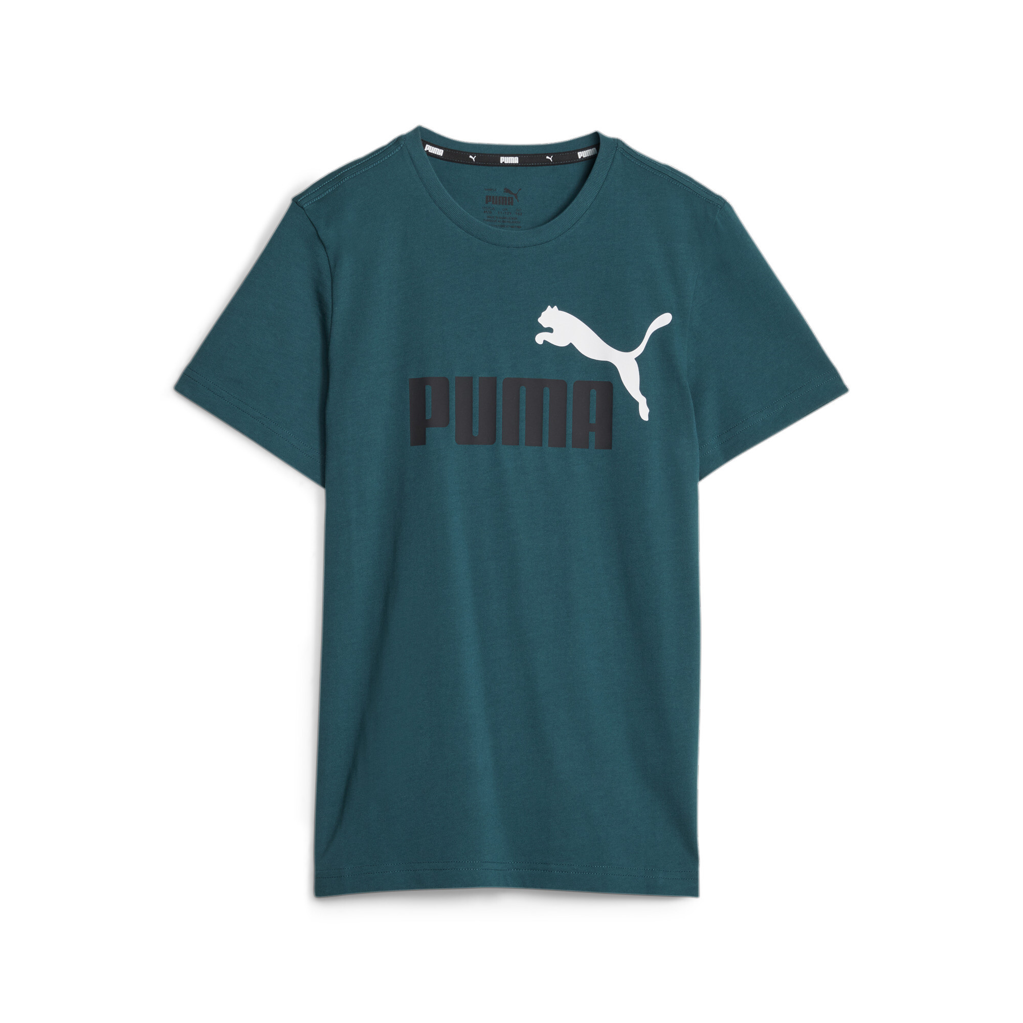 Men's Puma Essentials+ Two-Tone Logo Youth T-Shirt, Green, Size 13-14Y, Clothing