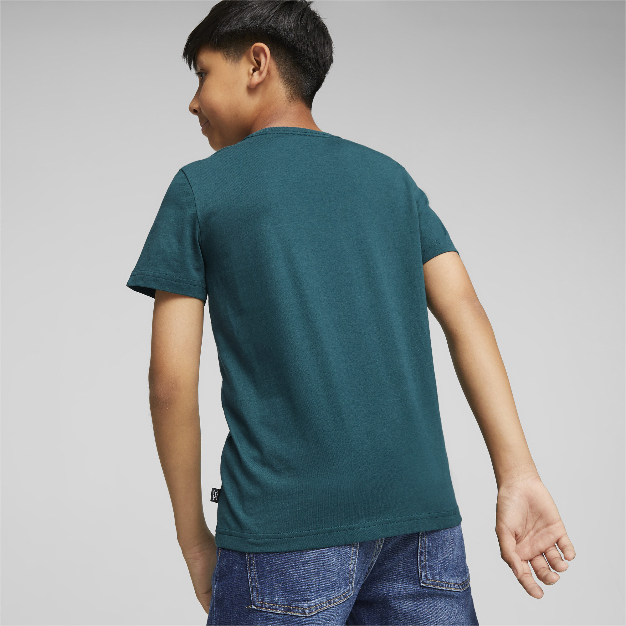 Men's Puma Essentials+ Two-Tone Logo Youth T-Shirt, Green, Size 2-3Y, Clothing