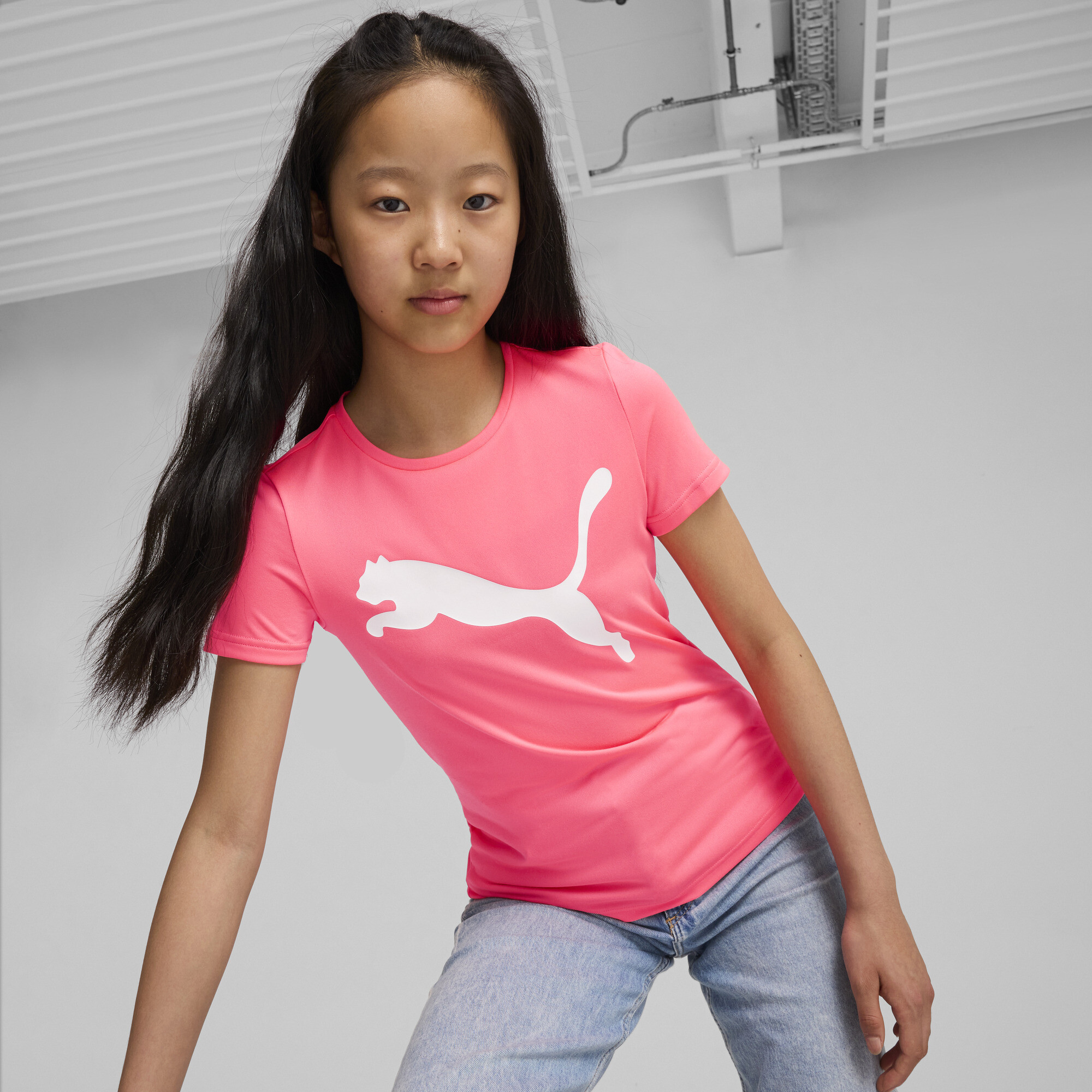 Women's Puma Active Tee Youth, Pink, Size 7-8Y, Clothing