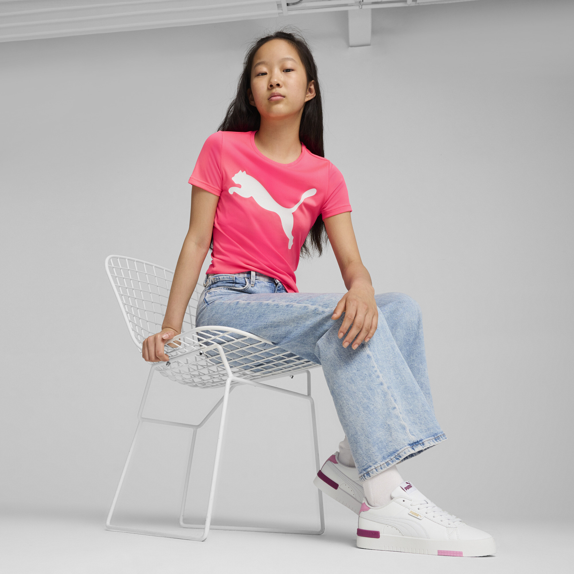 Women's Puma Active Tee Youth, Pink, Size 7-8Y, Clothing