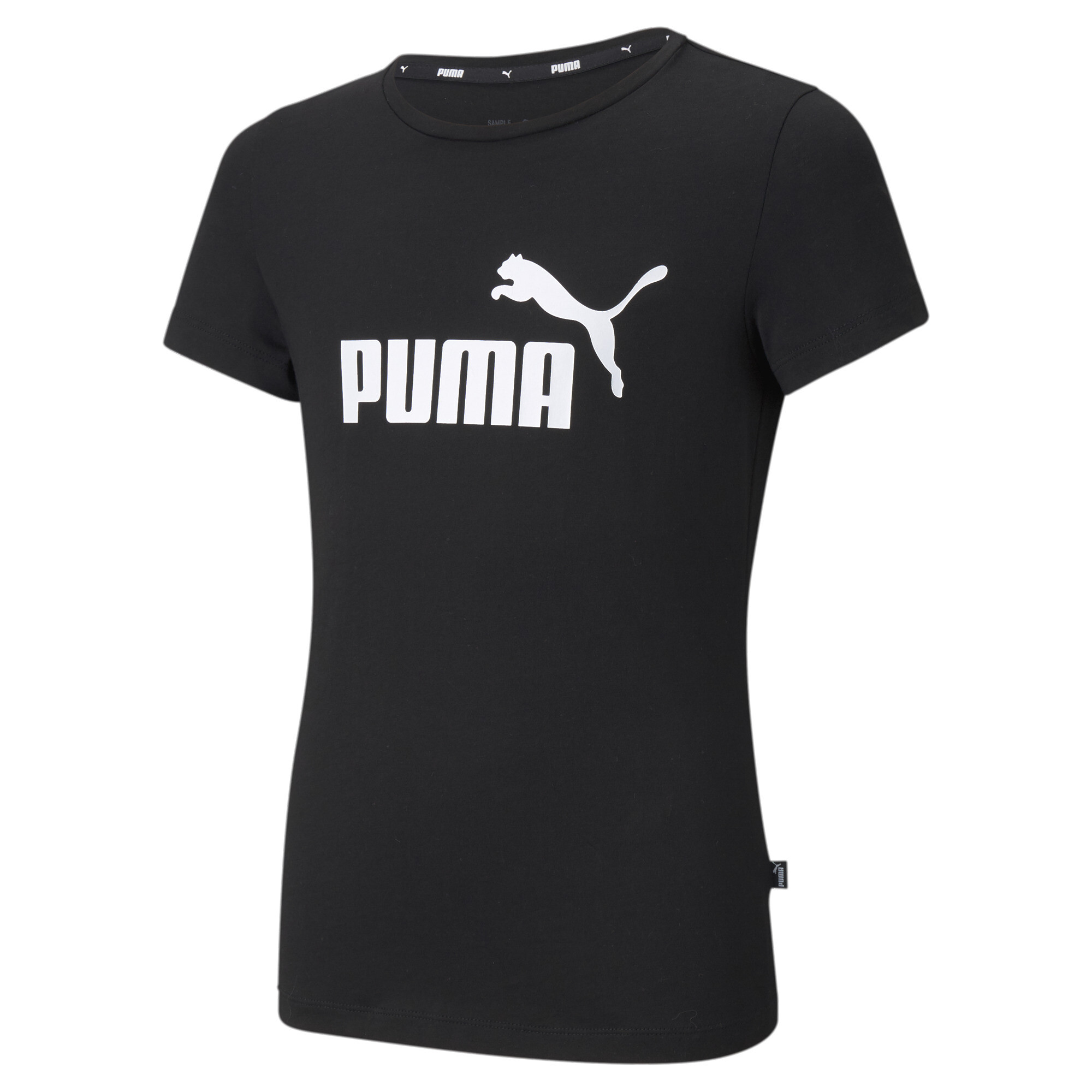 Women's Puma Essentials Logo Youth T-Shirt, Black, Size 7-8Y, Clothing