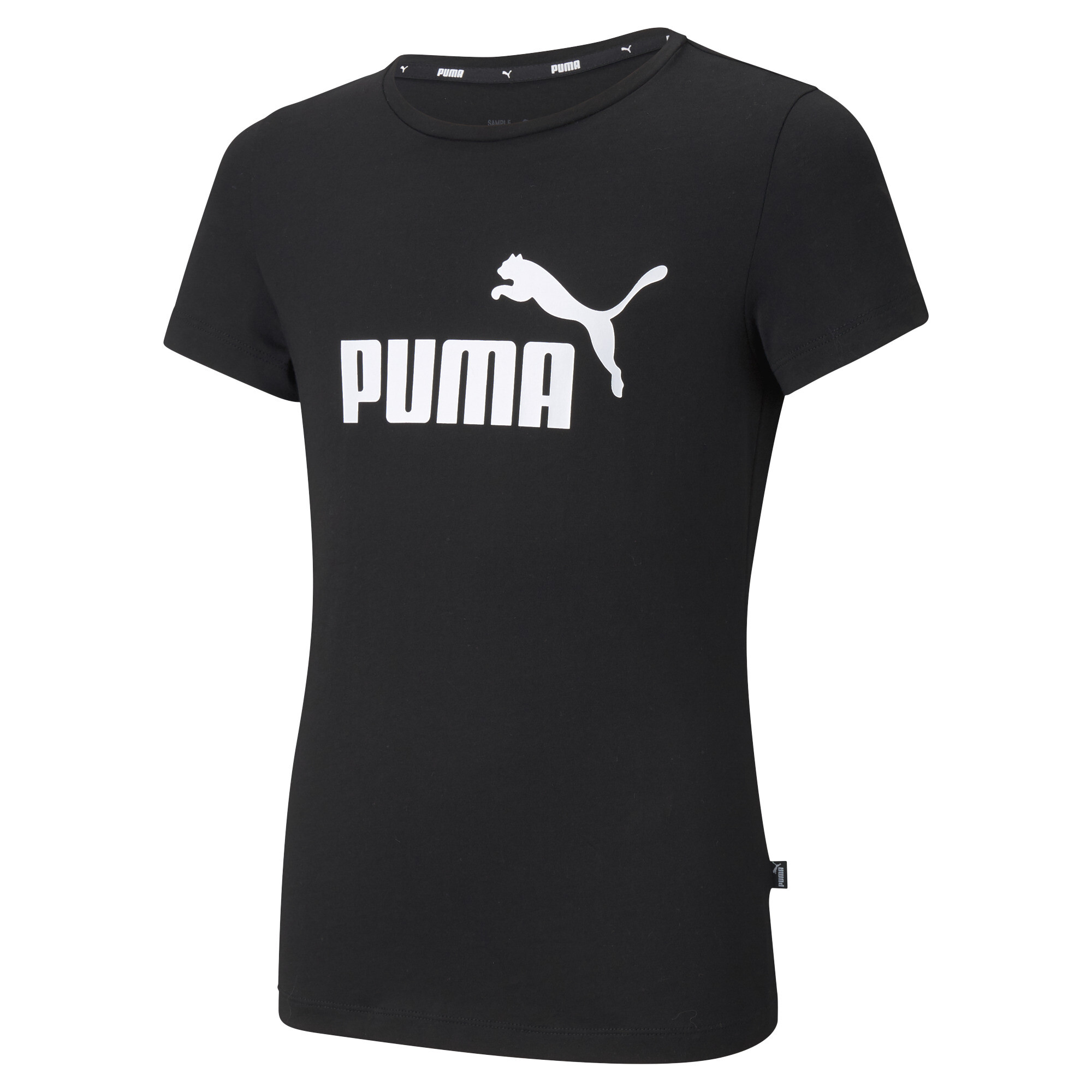 Women's Puma Essentials Logo Tee Youth, Black, Size 5-6Y, Clothing