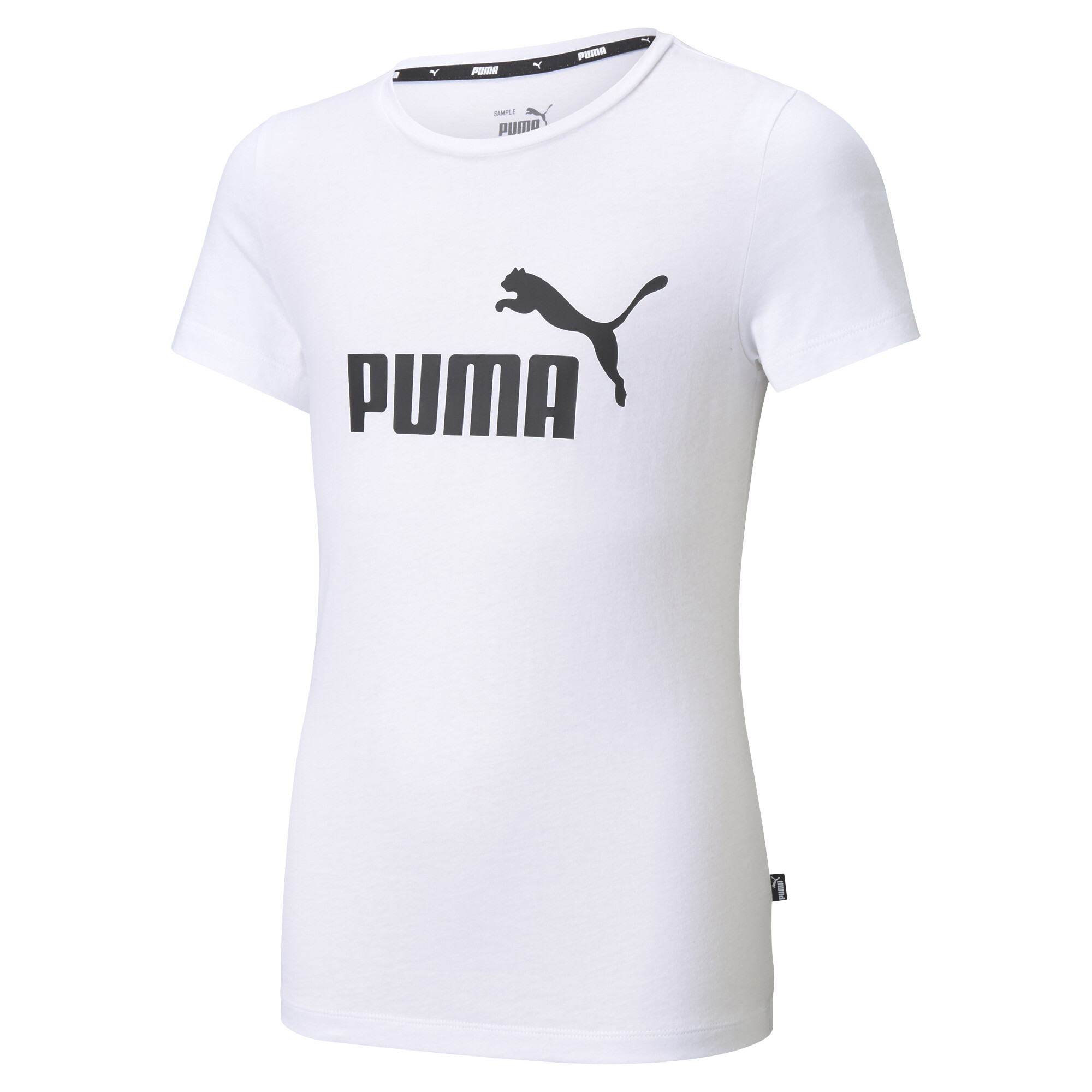 Women's Puma Essentials Logo Youth T-Shirt, White, Size 9-10Y, Clothing