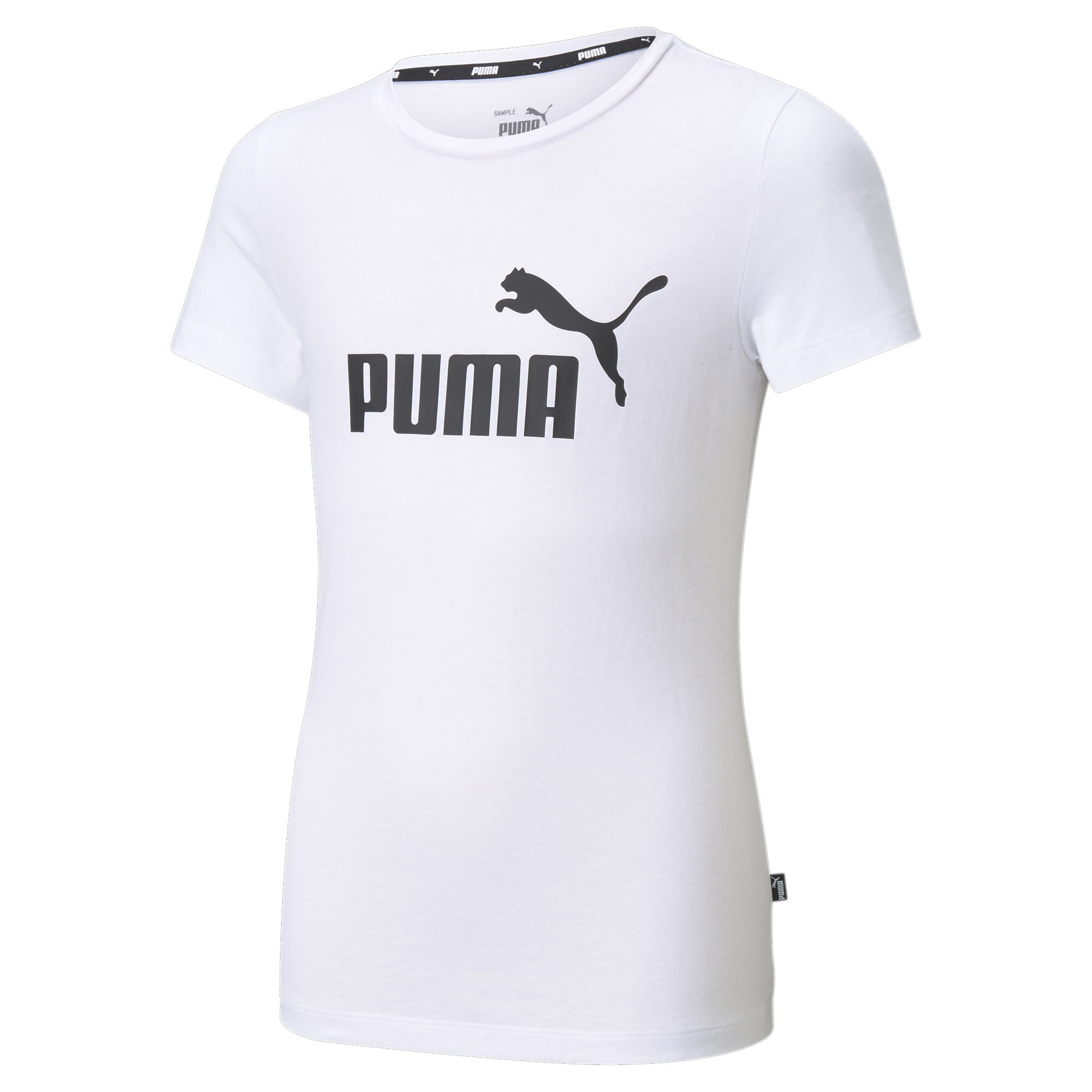 Women's Puma Essentials Logo Youth T-Shirt, White, Size 11-12Y, Clothing