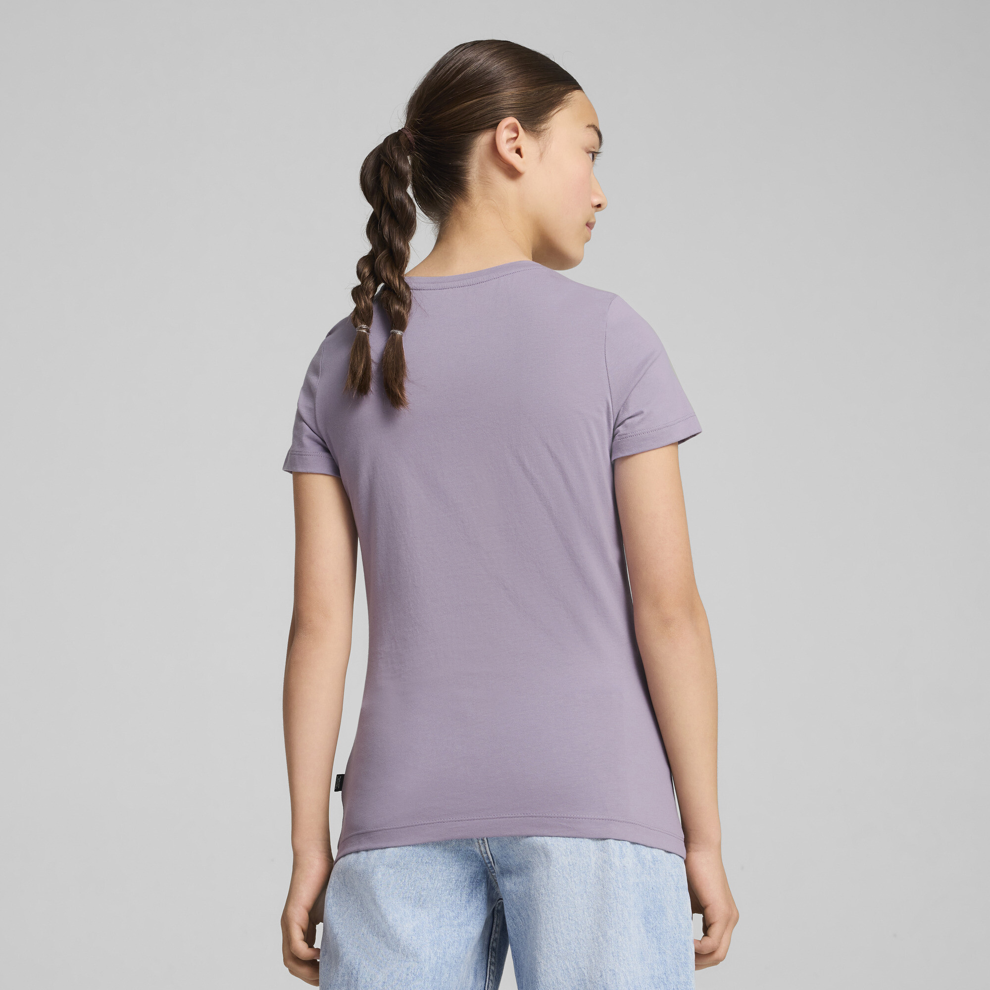 Women's Puma Essentials Logo Tee Youth, Purple, Size 5-6Y, Clothing