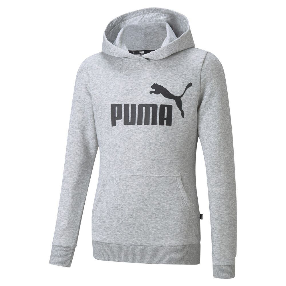 Essentials Logo Youth Hoodie Gray PUMA
