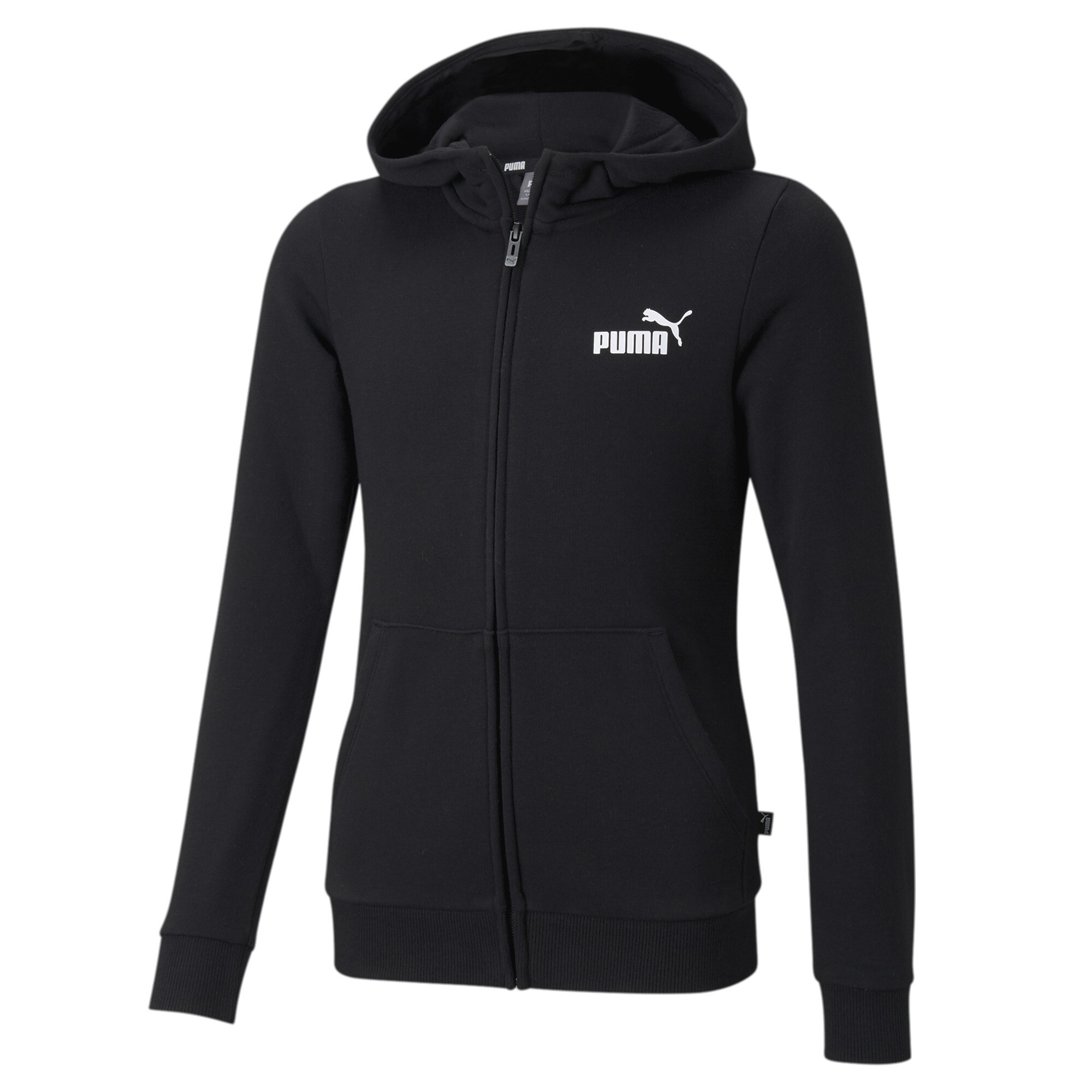 Puma Essentials Small Logo Full-Zip Youth Hoodie, Black, Size 5-6Y, Clothing
