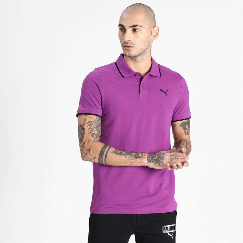 

Men's PUMA Collar Tipping Heather Slim Fit Polo, Black