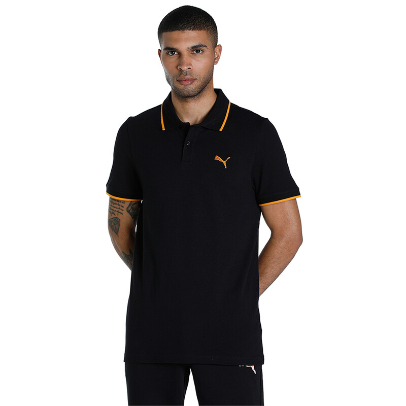 

Men's PUMA Collar Tipping Heather Slim Fit Polo, Black