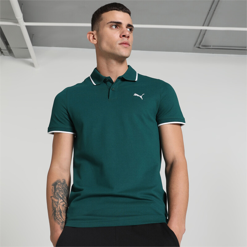 

Men's PUMA Collar Tipping Heather Slim Fit Polo, Malachite