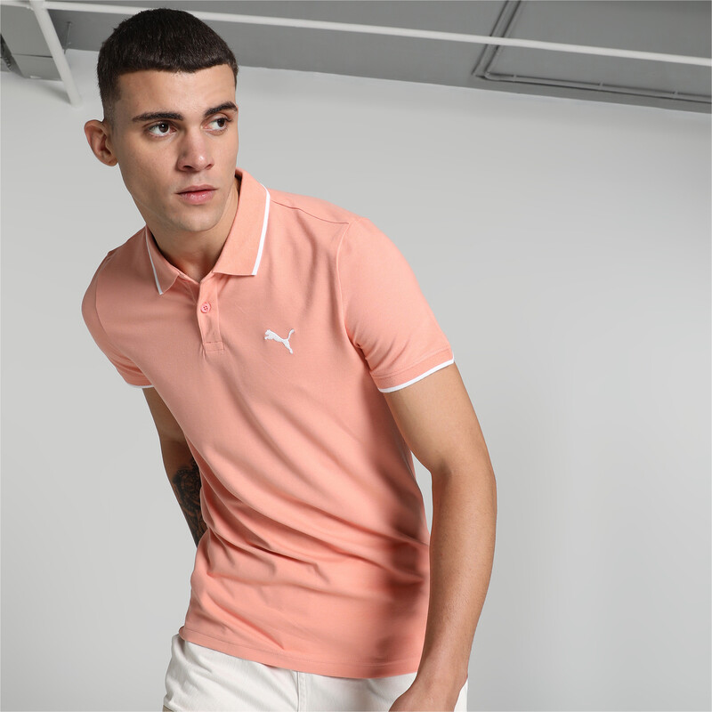 

Men's PUMA Collar Tipping Heather Slim Fit Polo, Pink