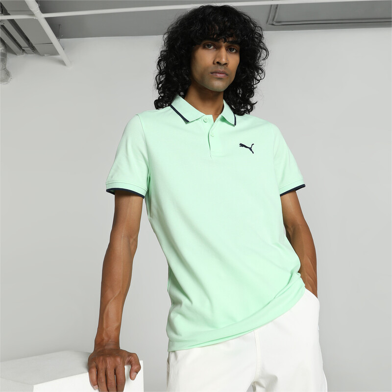 Men s PUMA Collar Tipping Heather Slim Fit Polo in Green size XL