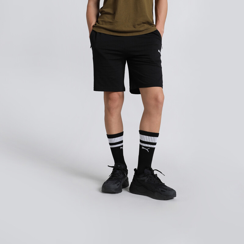 Men's PUMA Zippered Jersey Regular Fit Shorts, Black