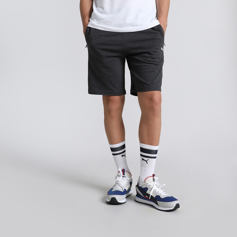 Men's PUMA Zippered Jersey Regular Fit Shorts in Gray size M