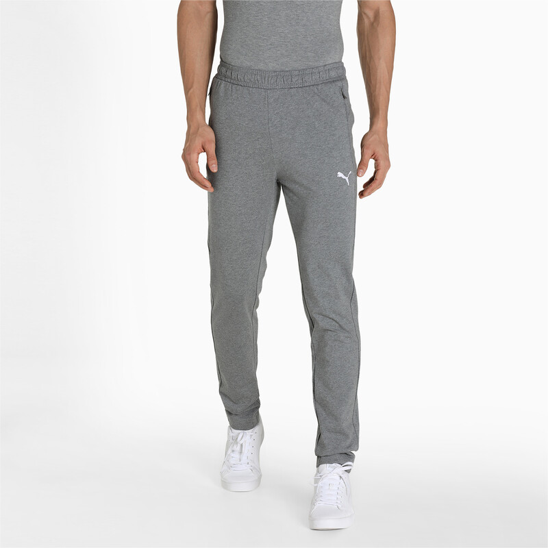 Men's PUMA Zippered Jersey Regular Fit Sweatpants in Gray size S