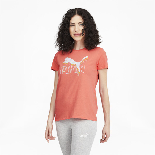 Puma Rebel Women's T-Shirt In Georgia Peach, Size Xs