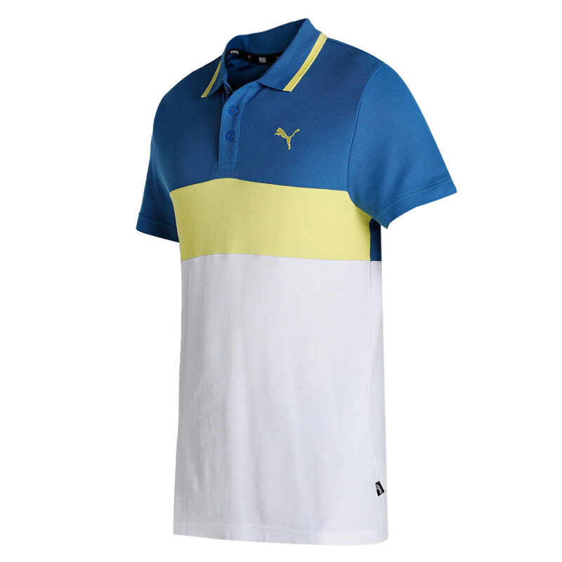 

Men's PUMA Color Block 2 Slim Fit Polo, White/blue