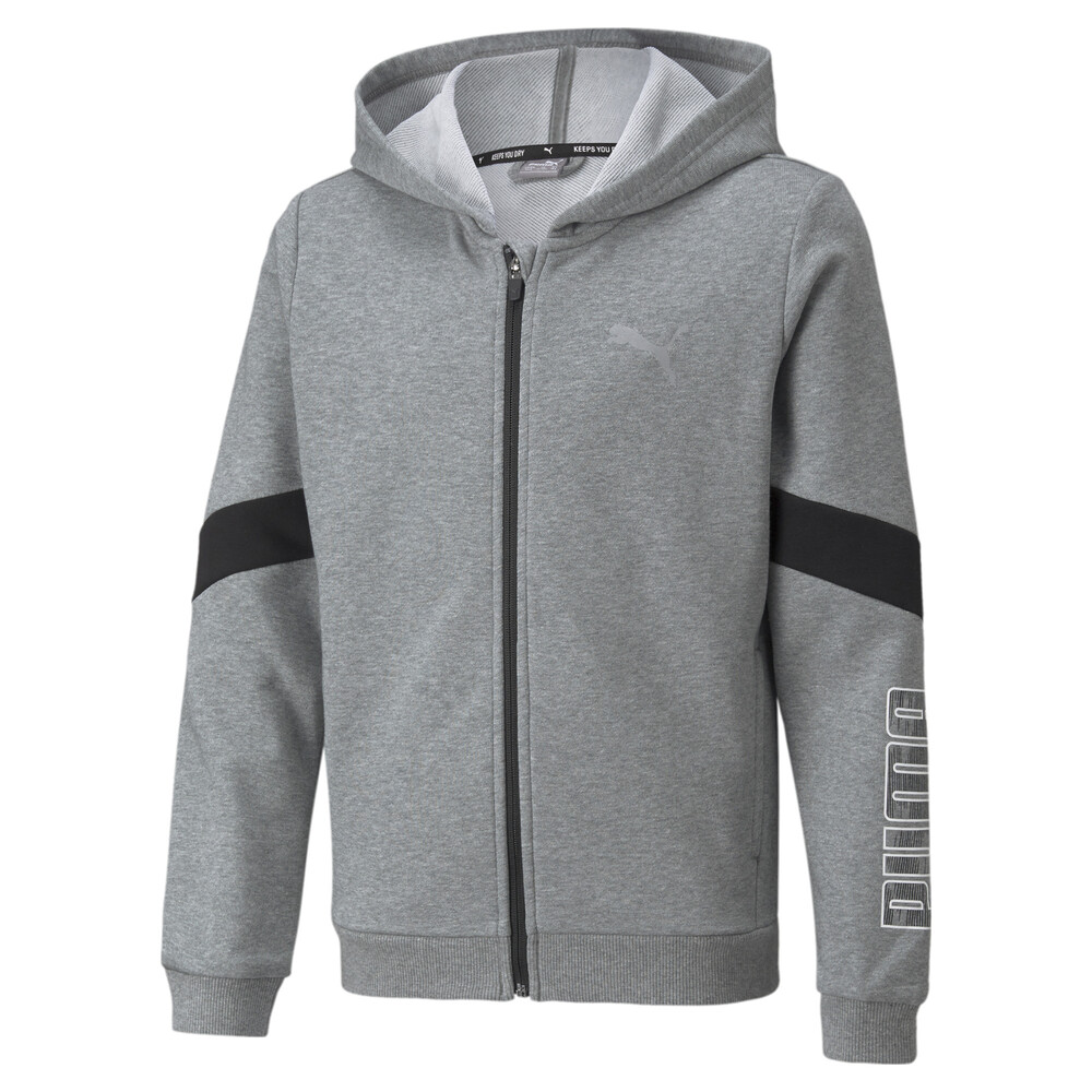 Active Sport Full-Zip Youth Hoodie | Gray - PUMA