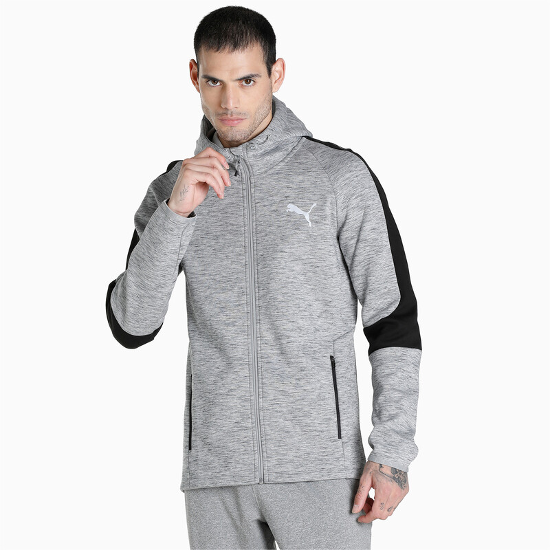 

Men's PUMA EVOSTRIPE Full-Zip Slim Fit Polo Hoodie, Gray