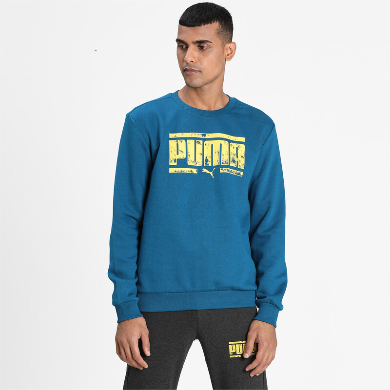 

Men's PUMA Graphic Crew Sweat, Black/blue