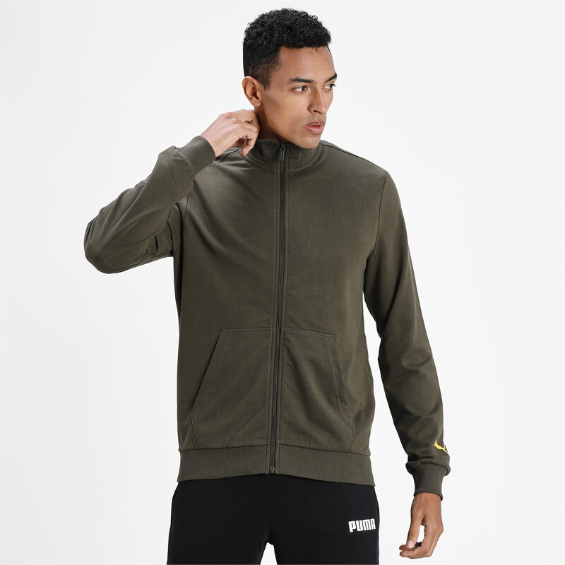 

Men's PUMA Zippered Non-Hooded Jacket, Black/brown