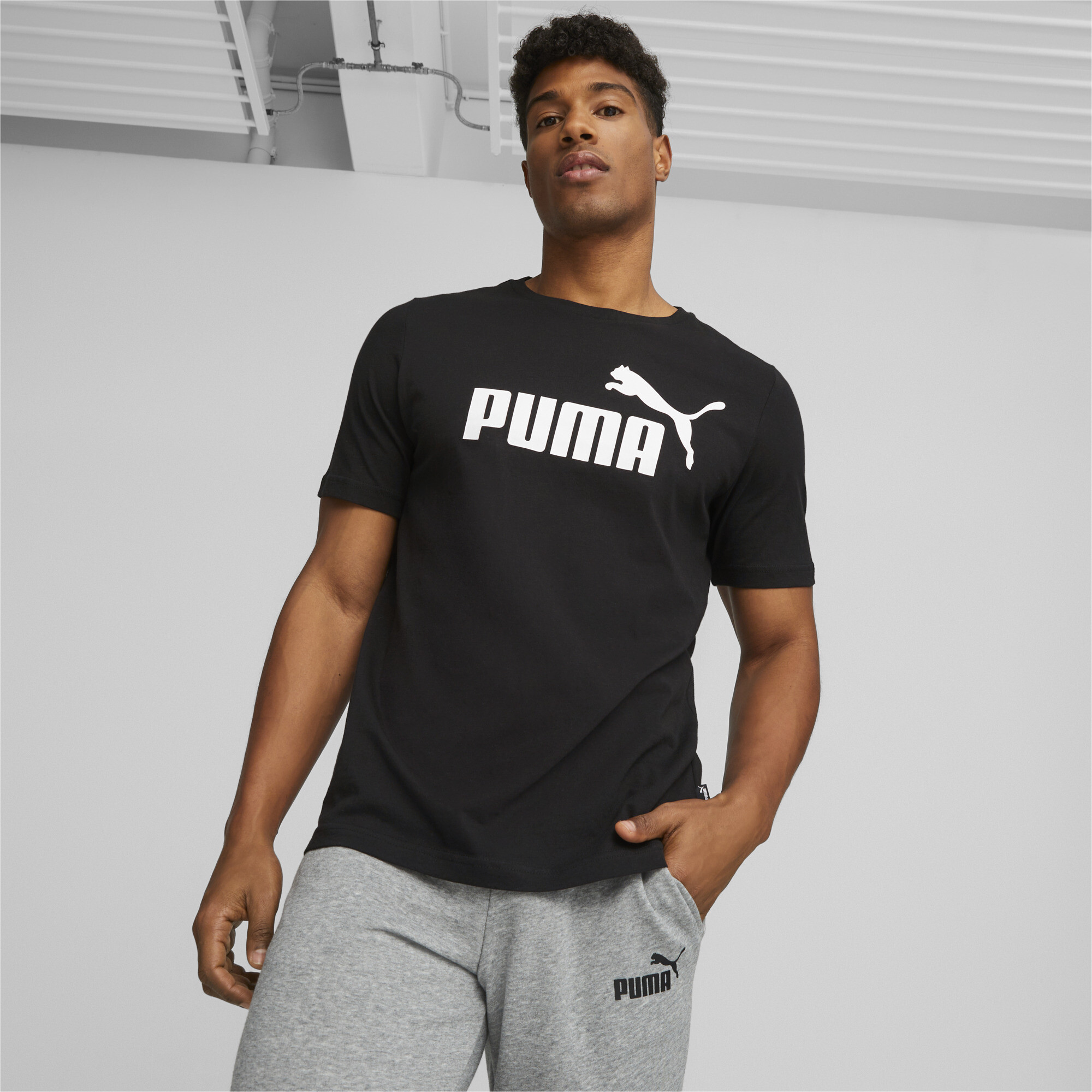 ESS Logo Men s Tee black PUMA South Africa