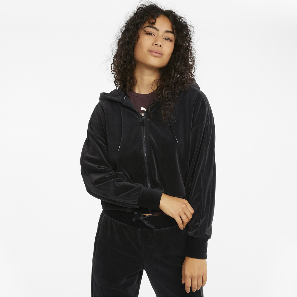 фото Толстовка iconic t7 velour full-zip women's hoodie puma