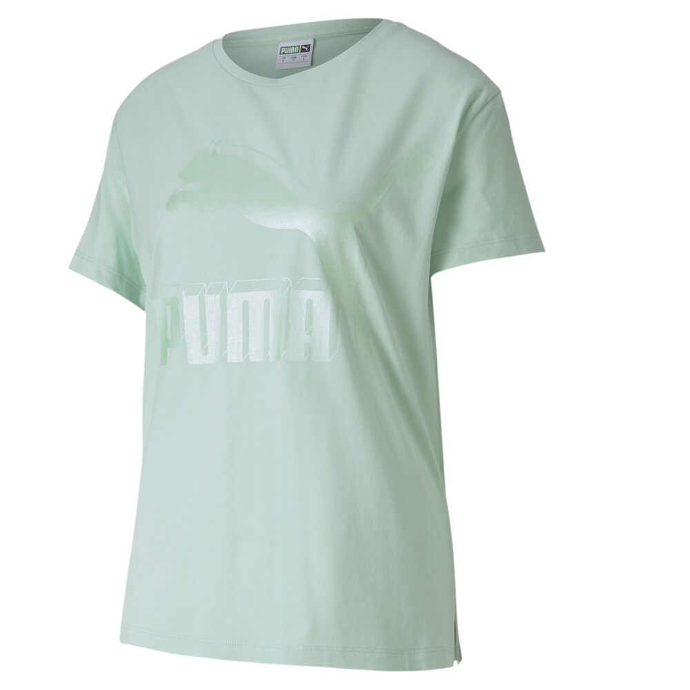 

PUMA - female - Футболка Classics Logo Tee – Mist Green-mettalic –, Зеленый