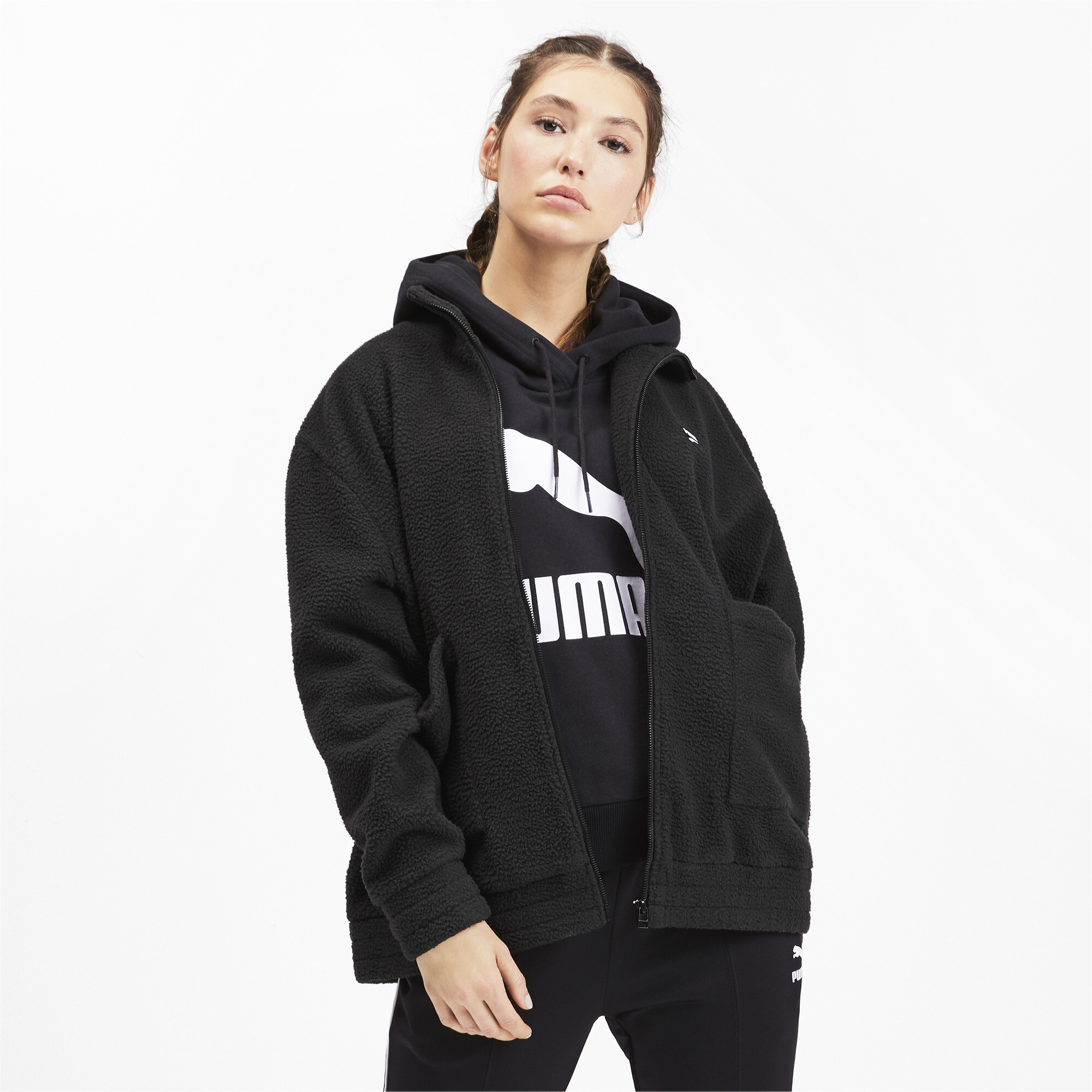 puma script sherpa overhead hoodie