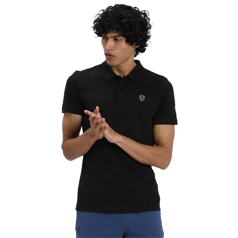 

Men's PUMA Ferrari Striped Polo, Black