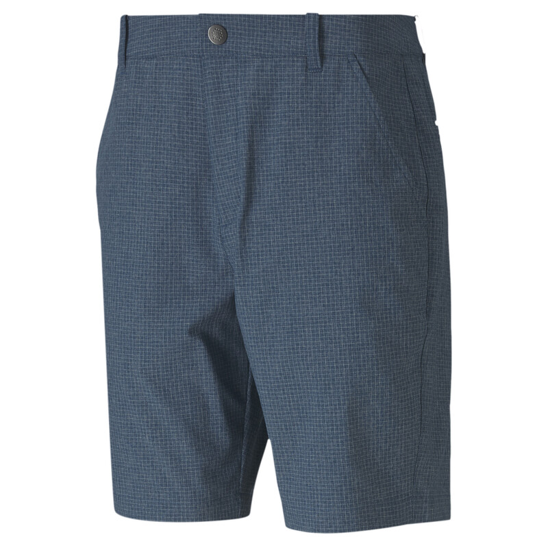

Men's PUMA Check 9” Golf Shorts, Black/blue