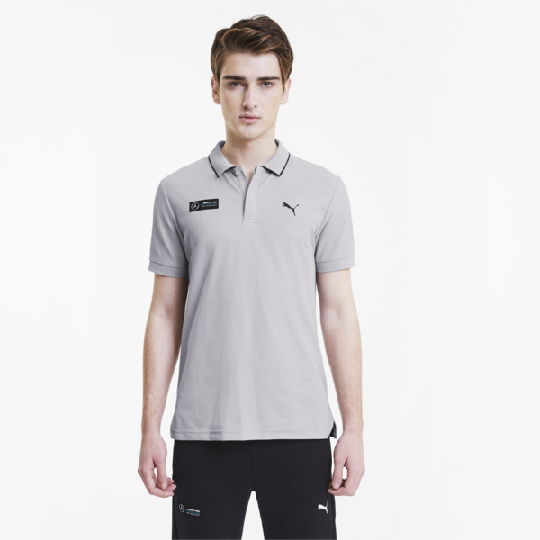 Mercedes Men's Polo Shirt, Mercedes Team Silver, large-ZAF