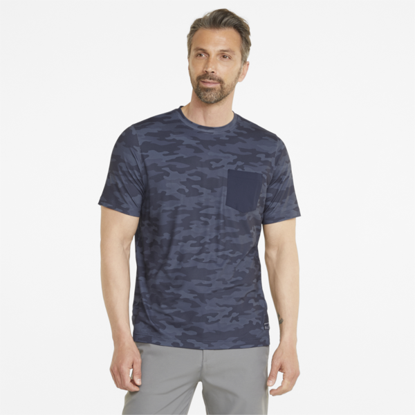 EGW Pushcart Pocket Men's Golf Tee, Navy Blazer-Camo, large-ZAF