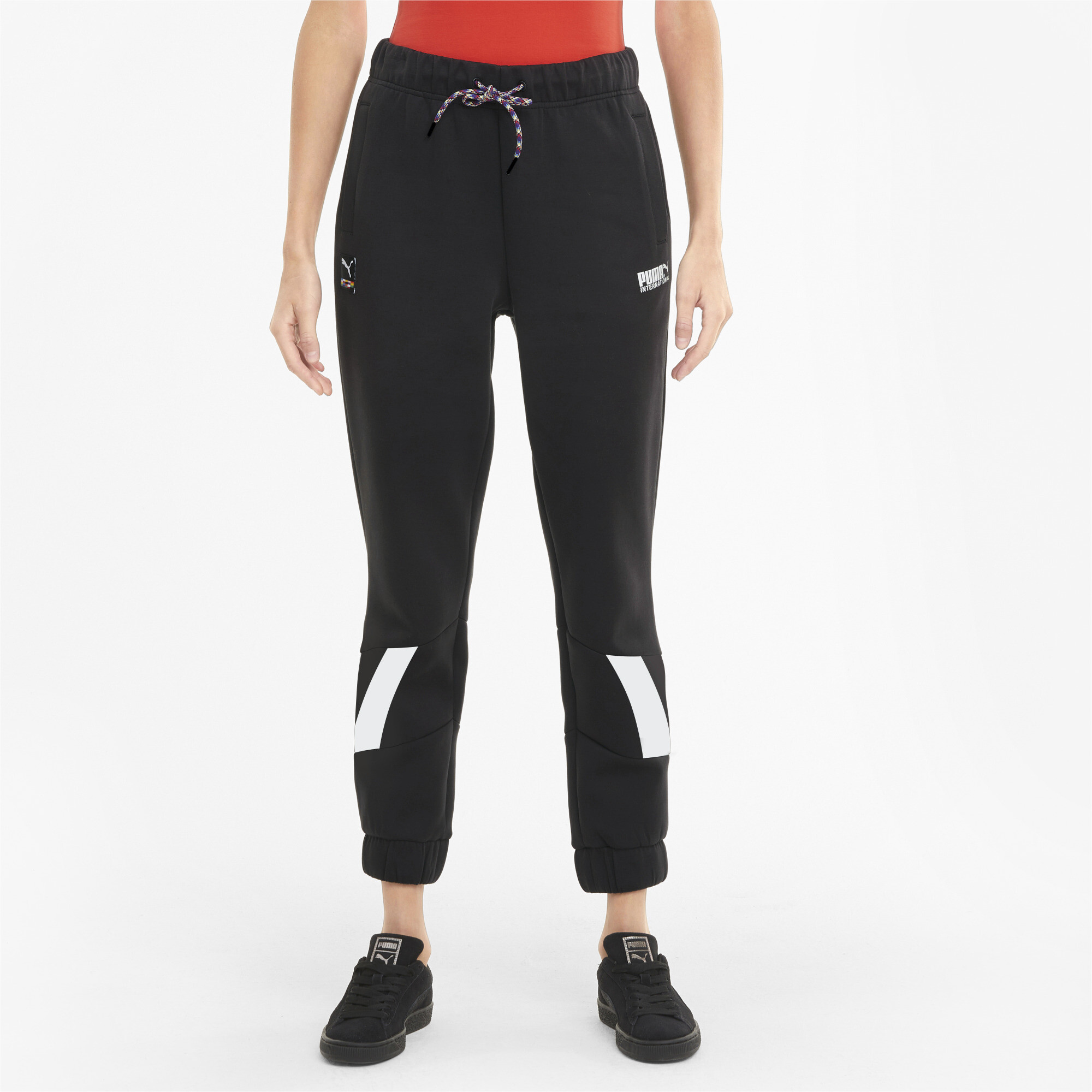 Double international. Штаны Puma International Knitted women's track Pants. Iconic t7 track Pant Puma штаны. Пума International women штаны. Пума штаны her wide Womens.