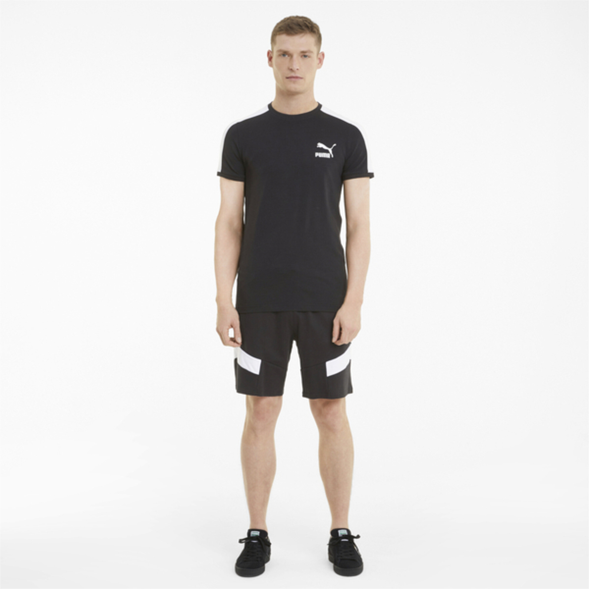 Men's PUMA Iconic T7 T-Shirt In Black, Size XS