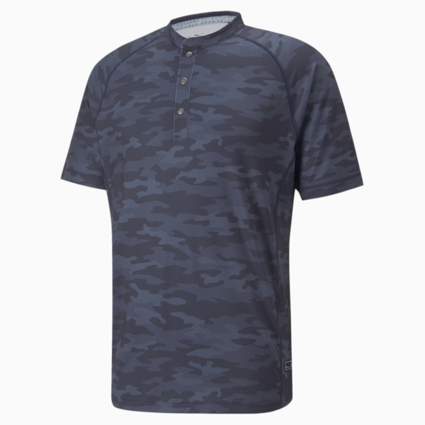 EGW CLOUDSPUN Mat Henley Men's Golf Polo Shirt, Navy Blazer-Camo, large-ZAF