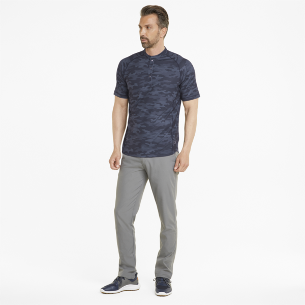 EGW CLOUDSPUN Mat Henley Men's Golf Polo Shirt, Navy Blazer-Camo, large-ZAF