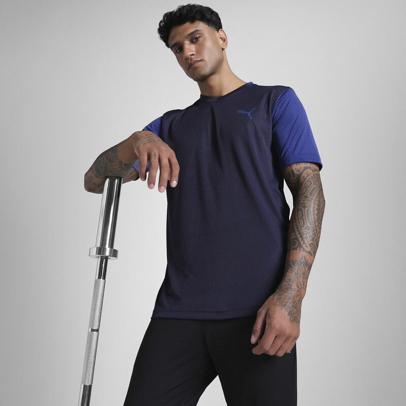 

Men's PUMA Performance Color Block Regular Fit Knitted T-shirt