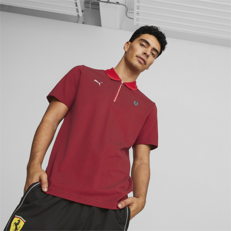 Men's PUMA Ferrari Style Tone Regular Fit Cotton Polo in Red size S