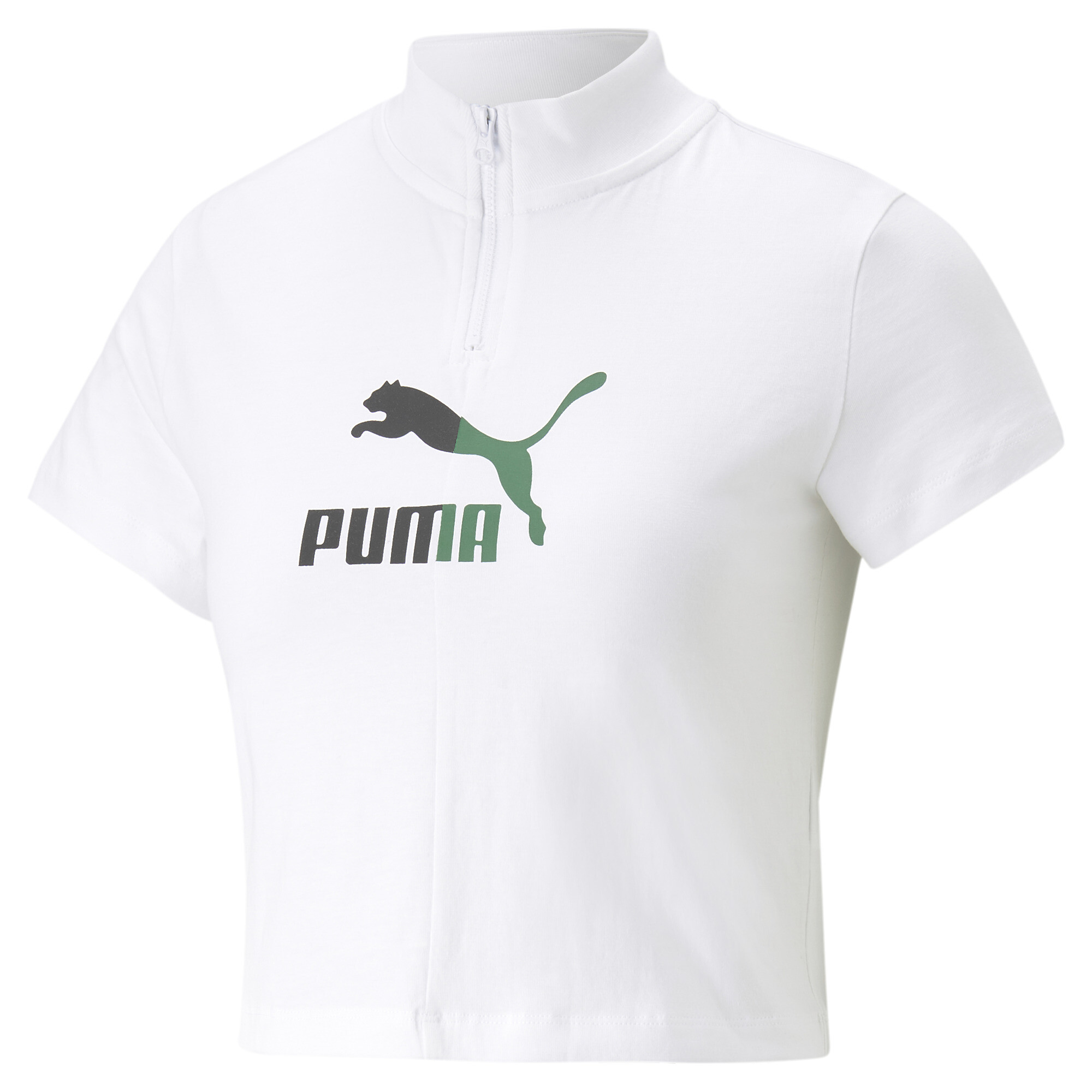 Women's PUMA Classics Quarter-Zip T-Shirt Women In White, Size XL, Cotton