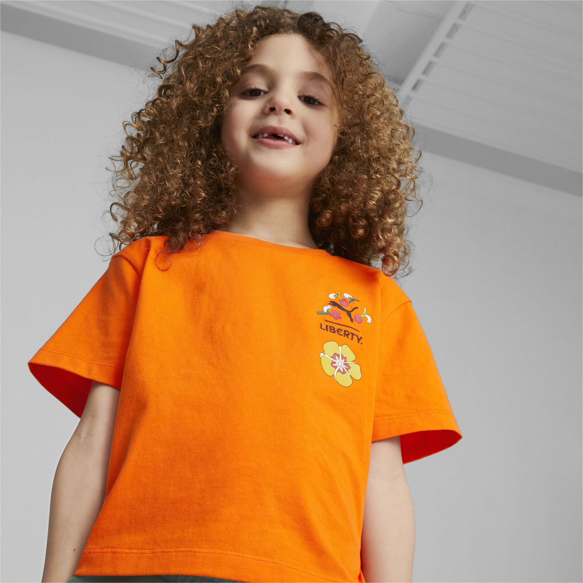 Puma X LIBERTY Tee Kids, Orange, Size 4-5Y, Clothing