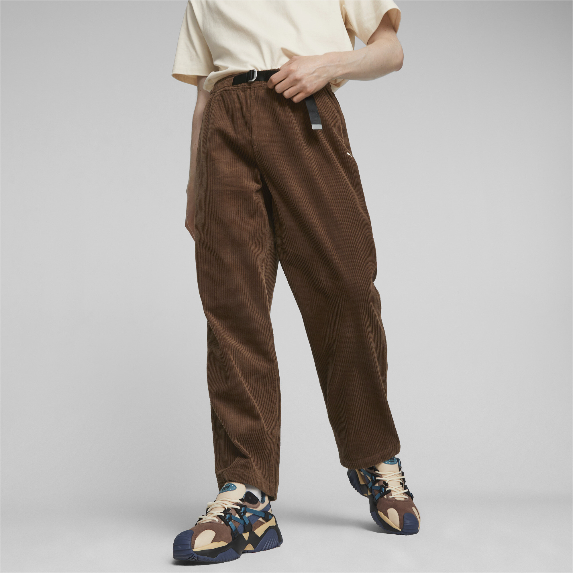 Men's PUMA MMQ Corduroy Pants In Brown, Size 2XL