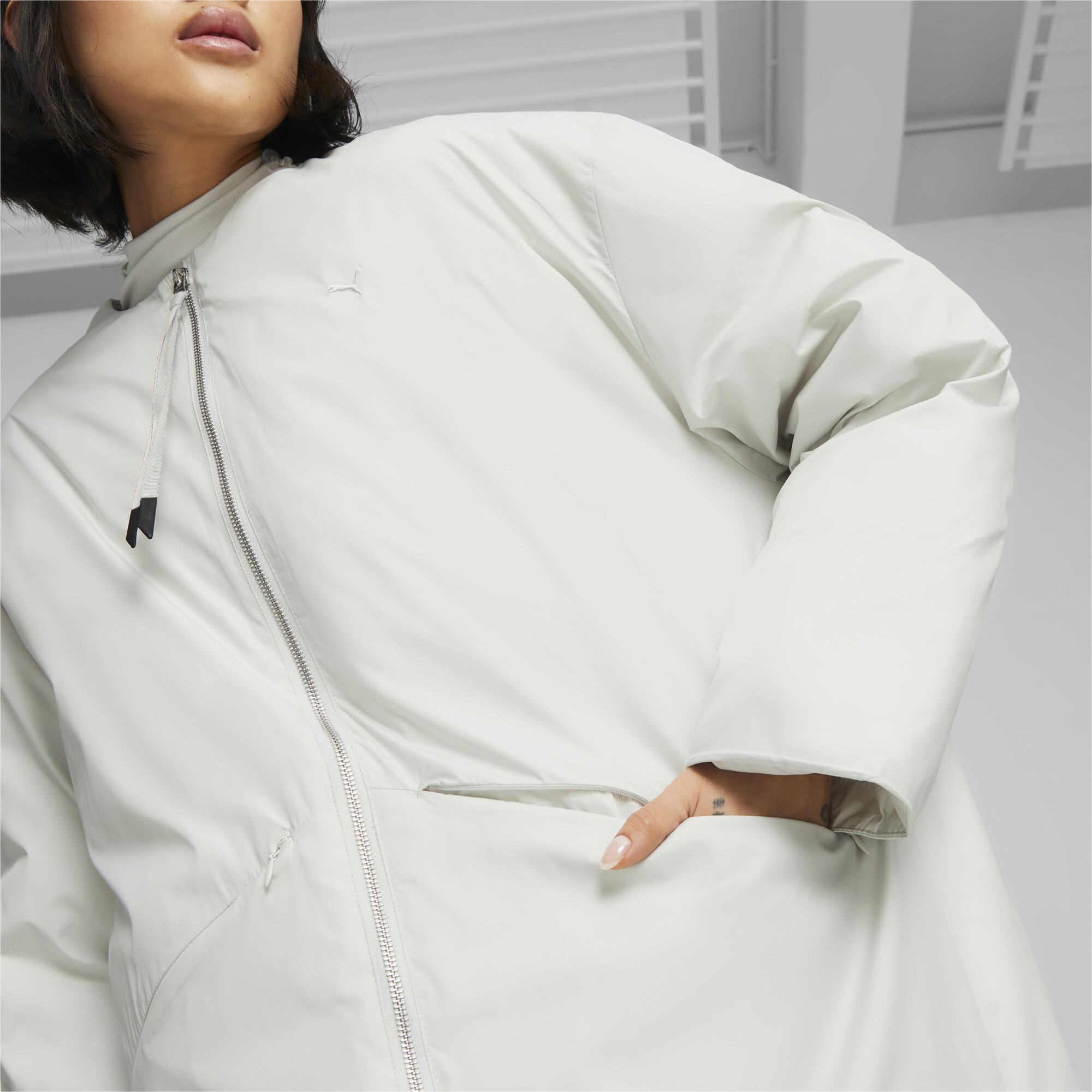 Women's PUMA YONA Puffer Jacket In Gray, Size Small